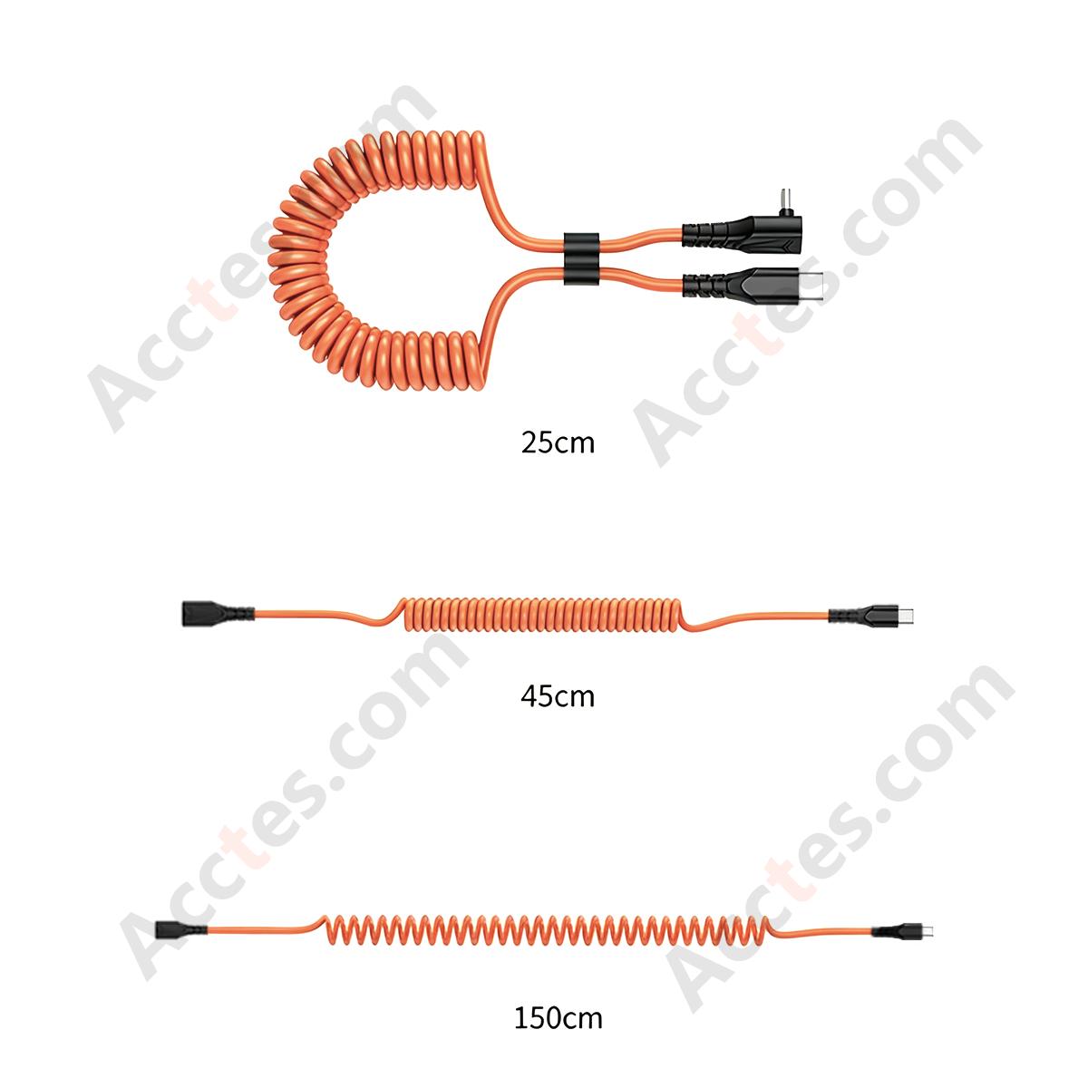 Brown Retractable Spring Car C to C 60W Bare Cable