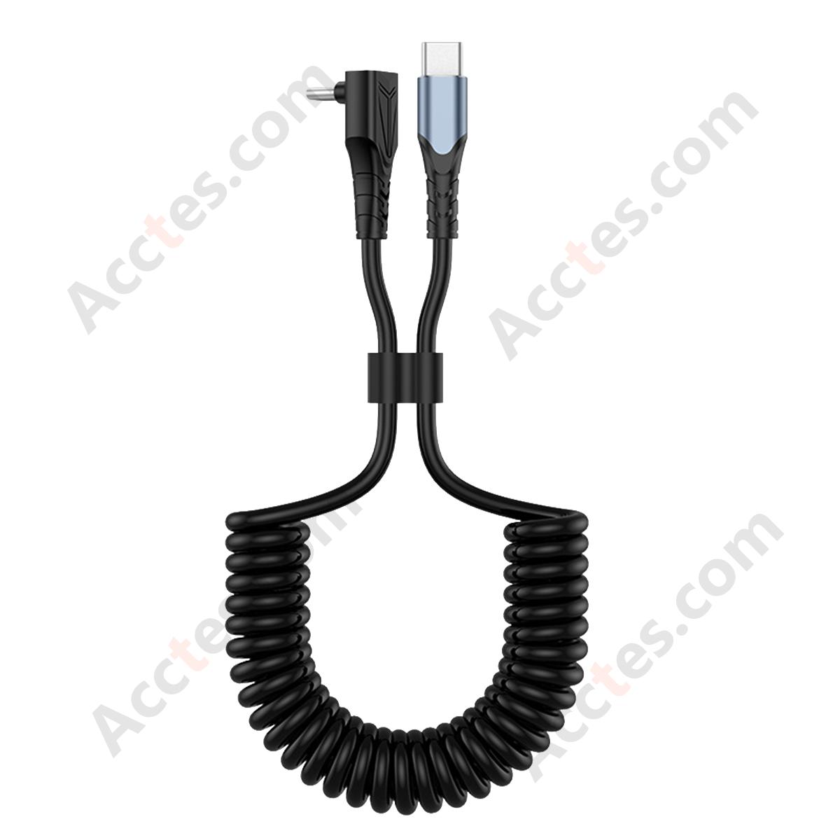 Black Retractable Spring Car C to C 60W Bare Cable