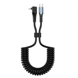Black Retractable Spring Car C to C 60W Bare Cable
