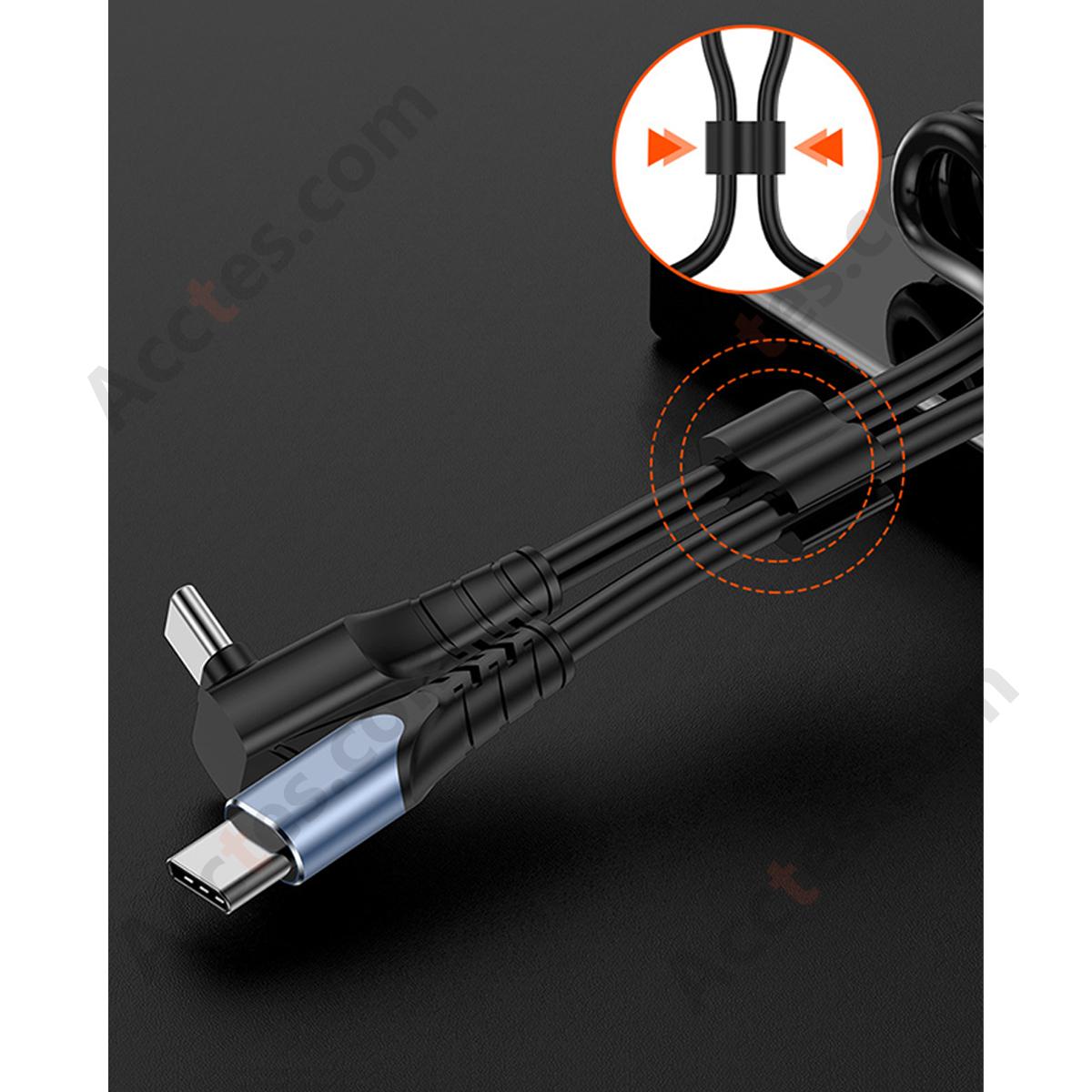 Black Retractable Spring Car C to C 60W Bare Cable