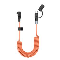 Brown Retractable Spring 2-in-1 C to C 60+27W Bare Cable