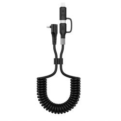 Black Retractable Spring 2-in-1 C to C 60+27W Bare Cable