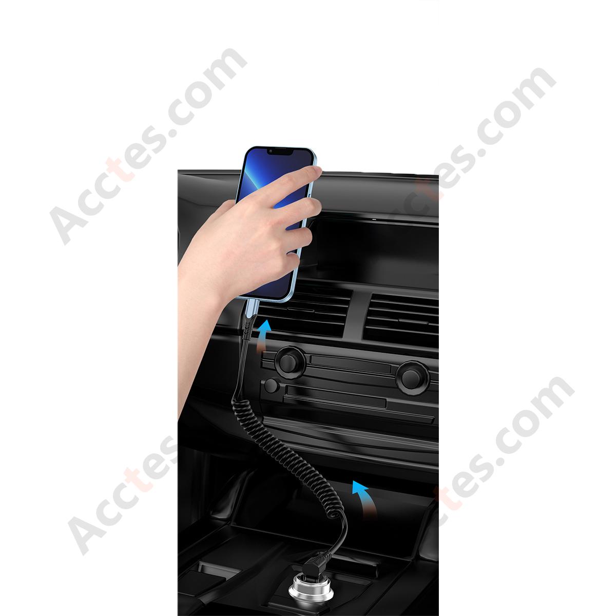 Black Retractable Spring 2-in-1 C to C 60+27W Bare Cable