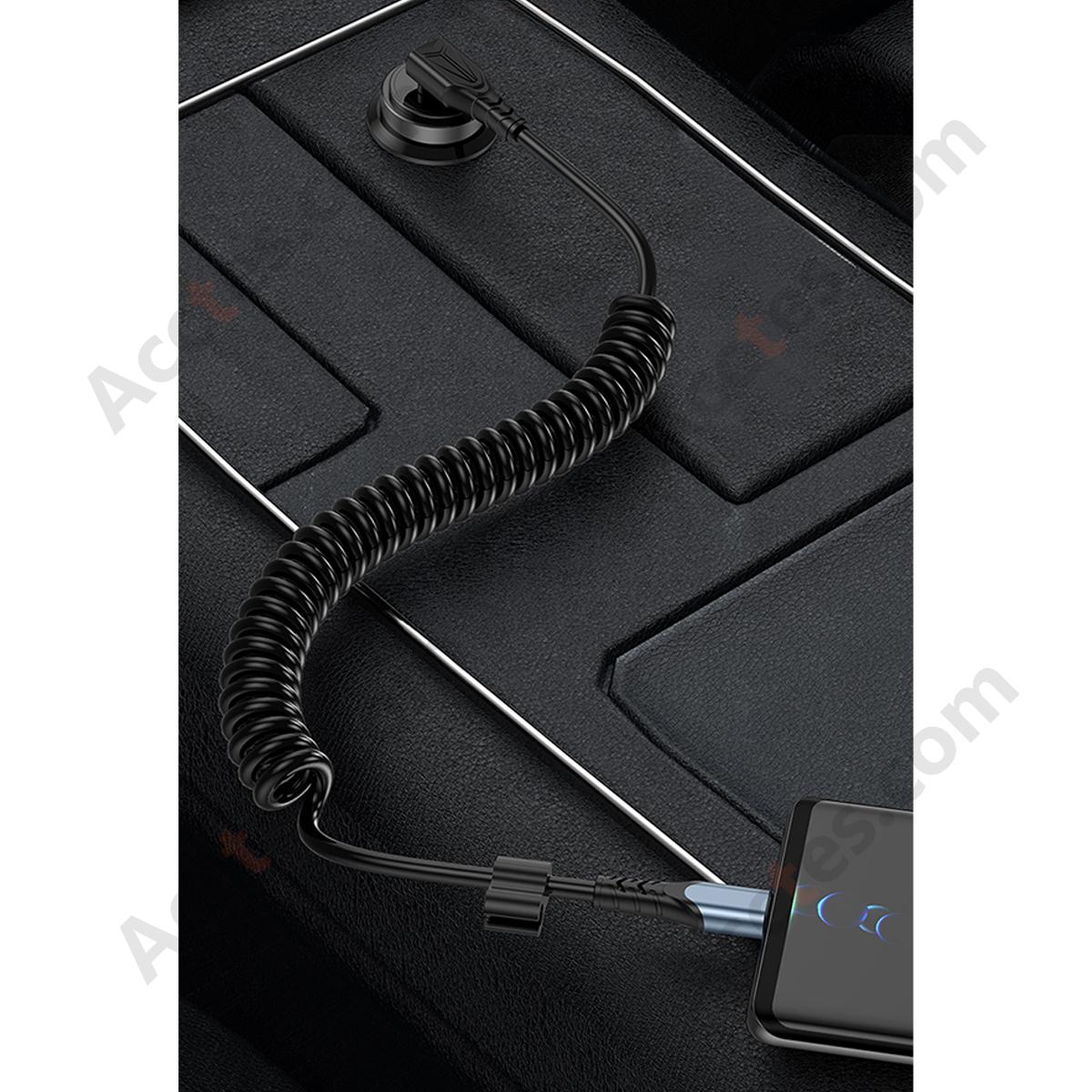 Black Retractable Spring 2-in-1 C to C 60+27W Bare Cable