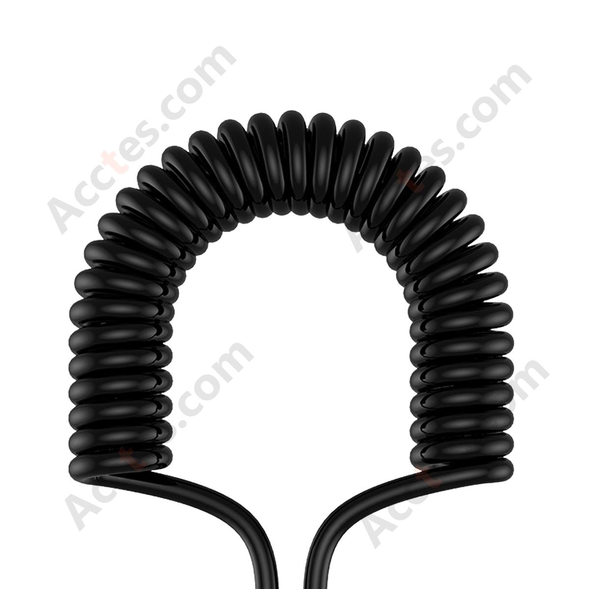 Black Retractable Spring 2-in-1 C to C 60+27W Bare Cable