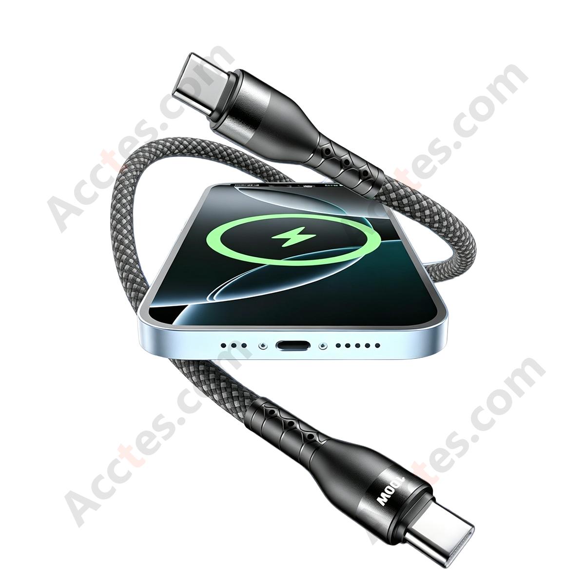 1.5M Black Spring Magnetic Dual Type-C 100W Bare Cable