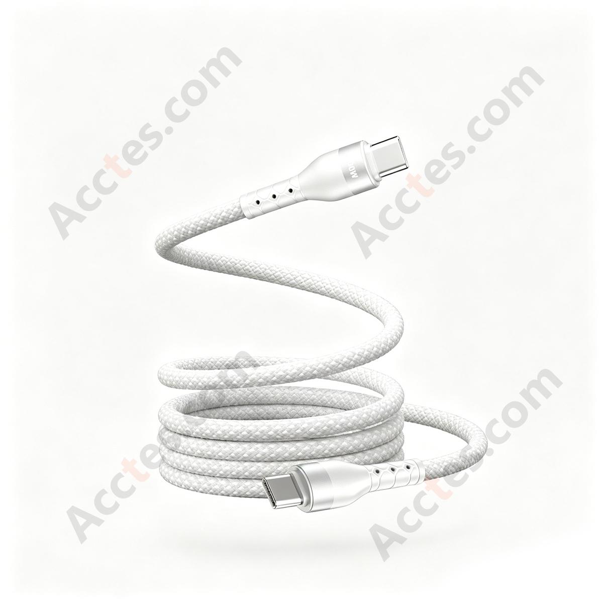 1.5M White Spring Magnetic Dual Type-C 100W Bare Cable