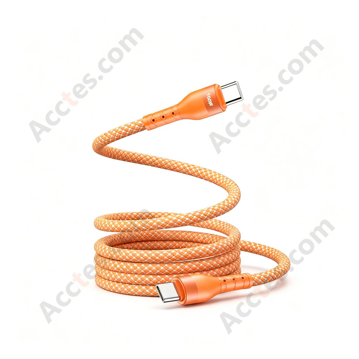 1.5M Orange Spring Magnetic Dual Type-C 100W Bare Cable