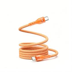 1.5M Orange Spring Magnetic Dual Type-C 100W Bare Cable