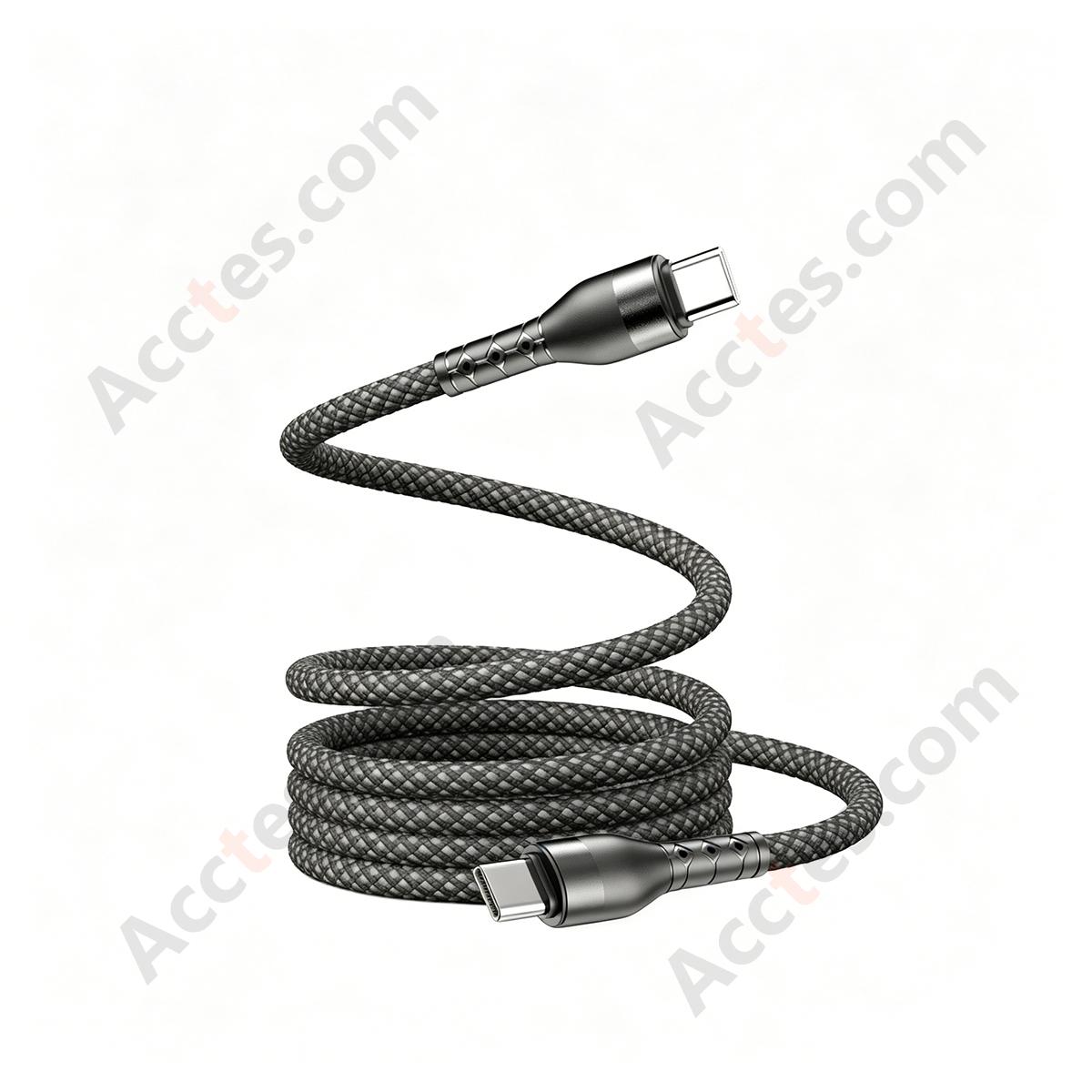 1.5M Black Spring Magnetic Dual Type-C 60W Bare Cable