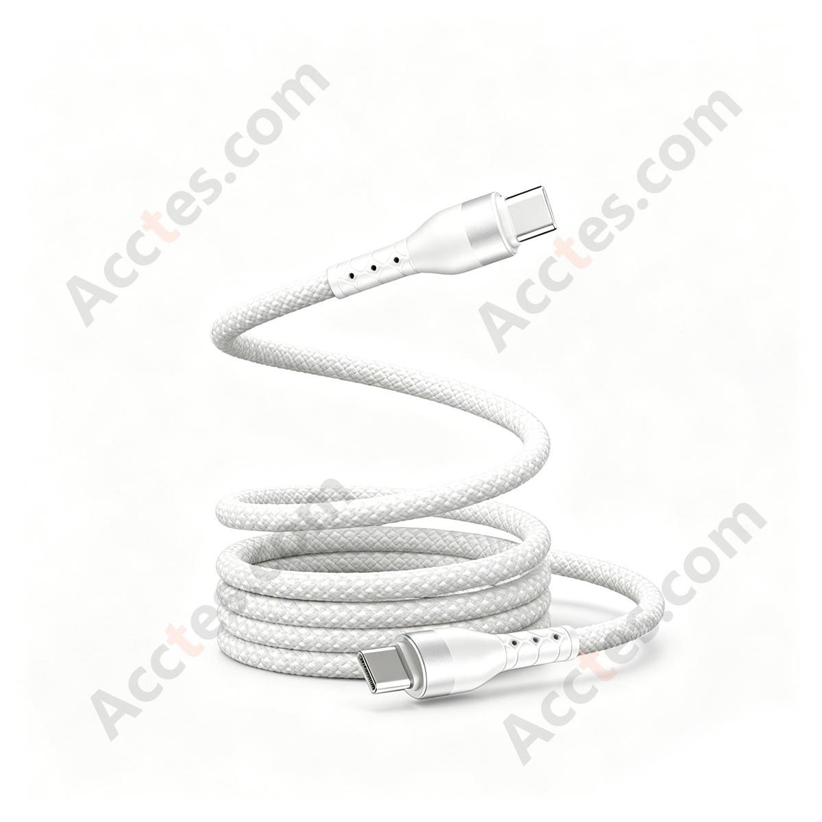1.5M White Spring Magnetic Dual Type-C 60W Bare Cable
