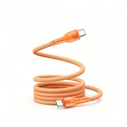 1.5M Orange Spring Magnetic Dual Type-C 60W Bare Cable