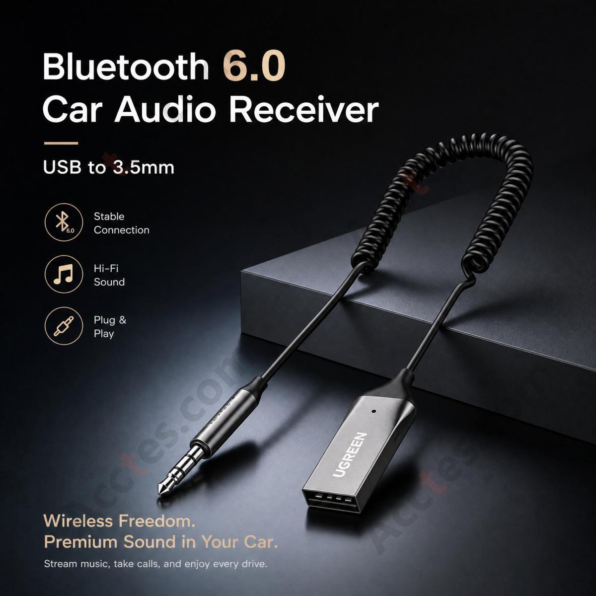 Car Bluetooth 6.0 Audio Receiver USB to 3.5mm Premium Version Video