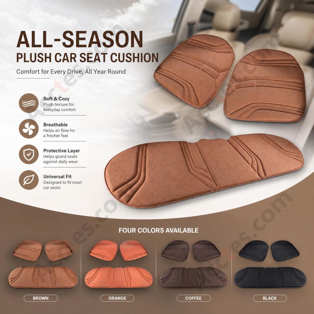 3Pcs All-Season One-Piece Molded Seaweed Fiber Car Seat Cushion Set Video