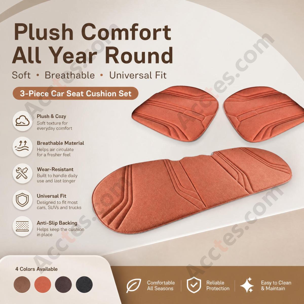 3Pcs All-Season One-Piece Molded Seaweed Fiber Car Seat Cushion Set Video