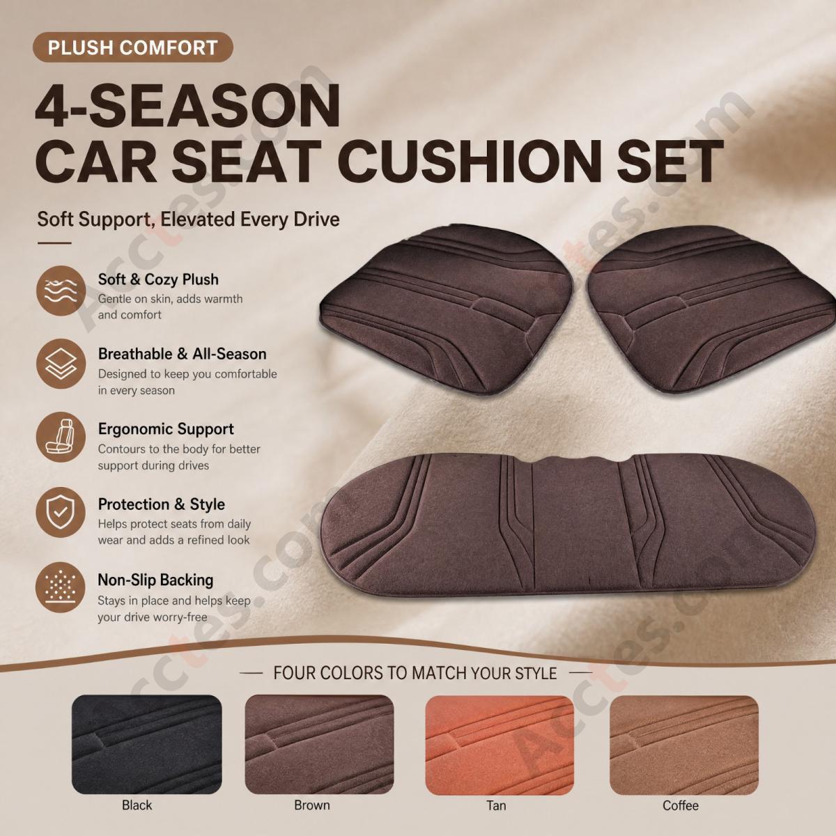 3Pcs All-Season One-Piece Molded Seaweed Fiber Car Seat Cushion Set Video