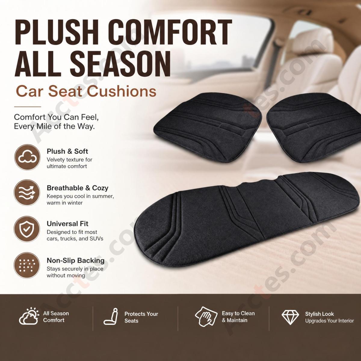 3Pcs All-Season One-Piece Molded Seaweed Fiber Car Seat Cushion Set Video