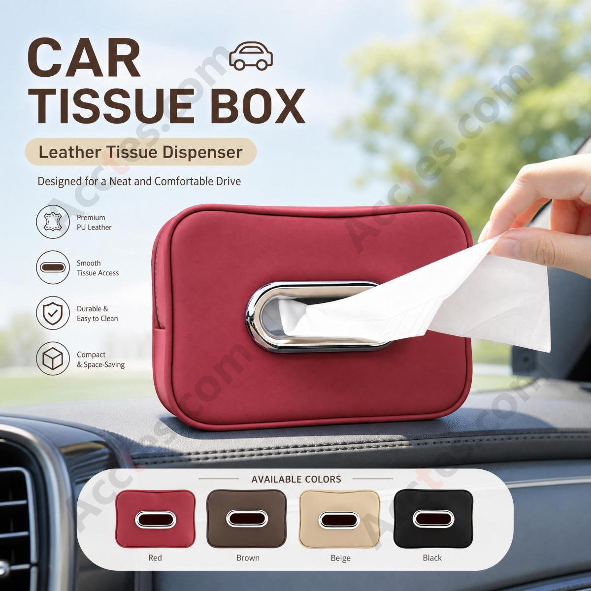 Leather Car Tissue Dispenser Box, Brown Video