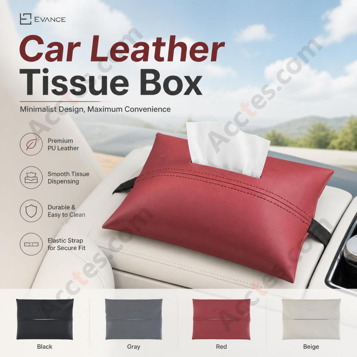 Cream Skin-Feel Car Tissue Pouch, Polar Gray Video