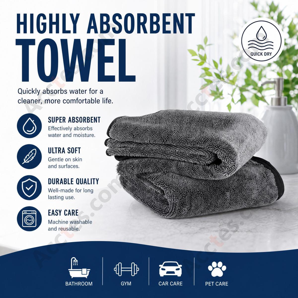 Super Absorbent Single-Layer Car Cleaning Towel 500g/m², 4060 CM black Video