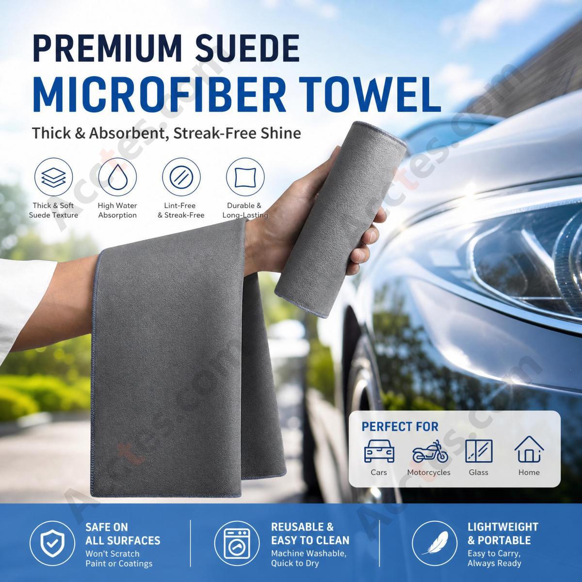 Thick Suede Lint-Free Car Drying Towel, 3040cm Video