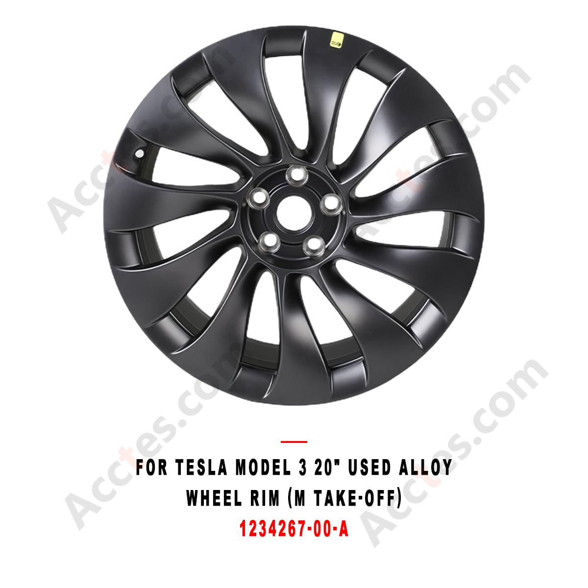 For Tesla Model 3 20 Inch Used Alloy Wheel Rim, M Take-Off Wheel,  Part 1234267-00-A