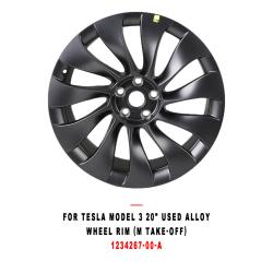For Tesla Model 3 20 Inch Used Alloy Wheel Rim, M Take-Off Wheel,  Part 1234267-00-A