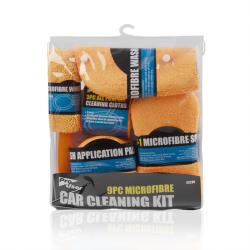 9Pcs Orange Car Washing Cleaning Kit With Brush Sponge Towel Glove In PVC Bag Package