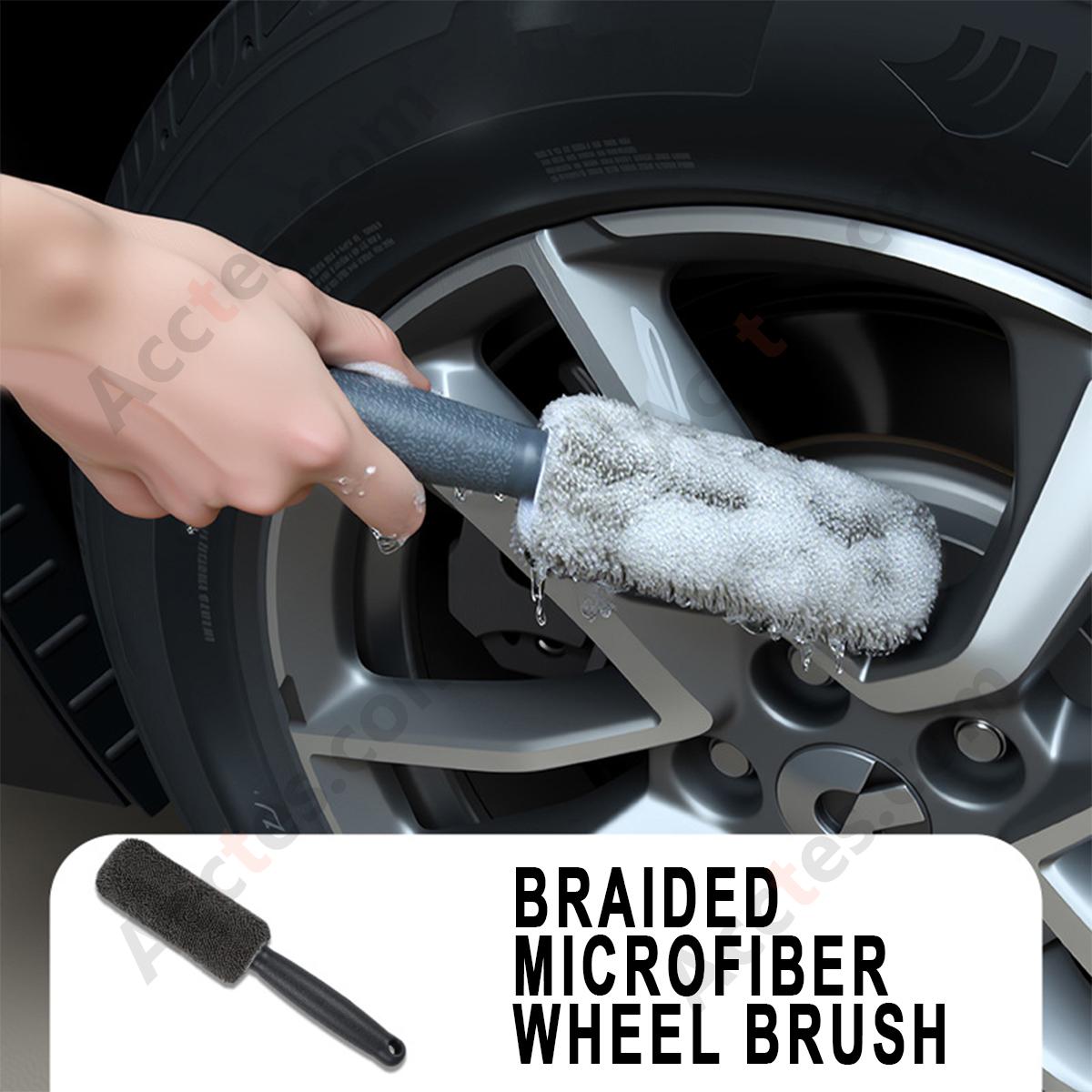 9Pcs Gray Car Washing Tool Kit With Brush Sponge Towel Glove With Oxford Storage Bag
