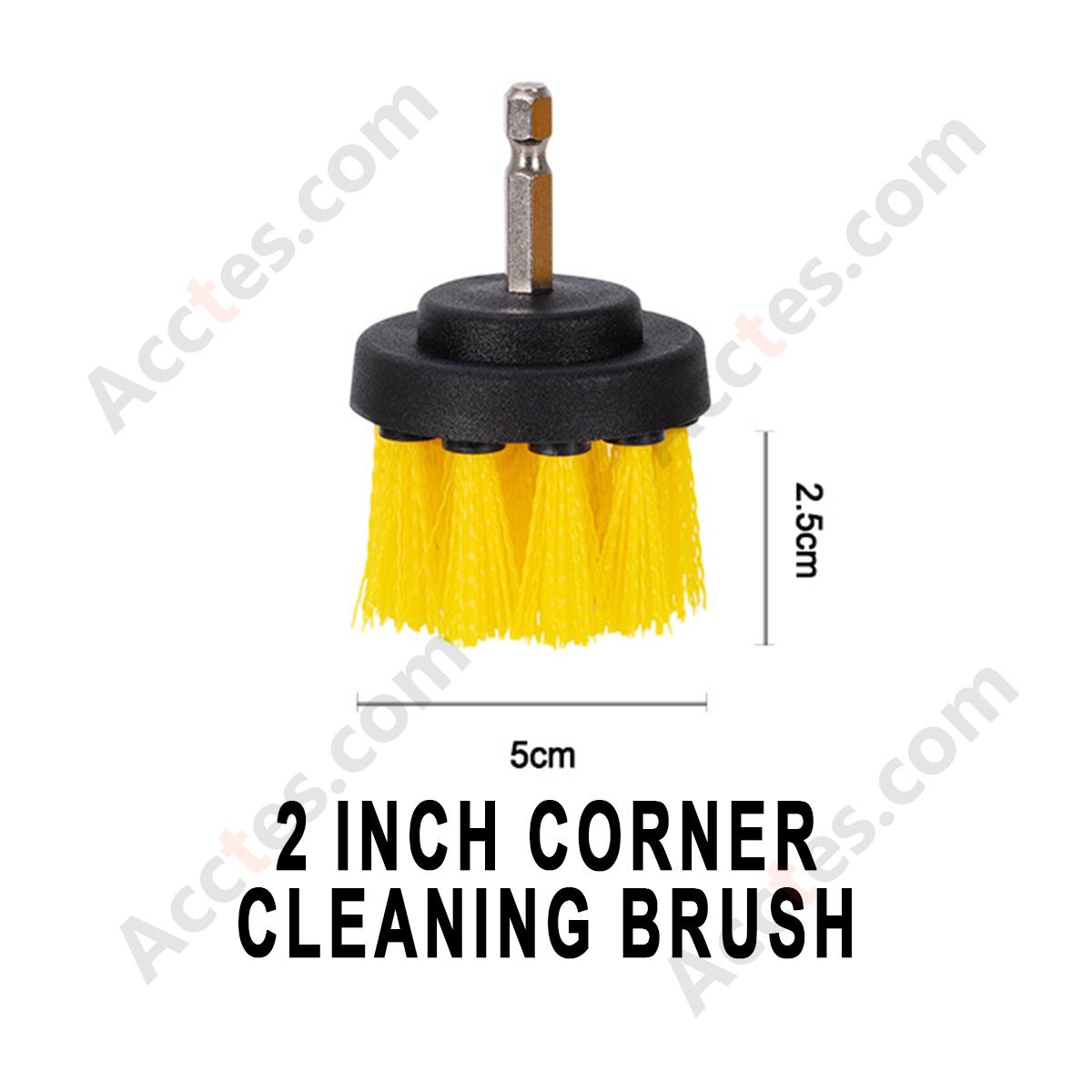 Yellow 2 Inch Flexible Flat Brush Attachment For Power Drill Car Interior Exterior Cleaning