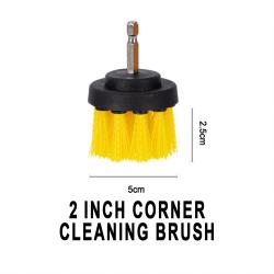 Yellow 2 Inch Flexible Flat Brush Attachment For Power Drill Car Interior Exterior Cleaning
