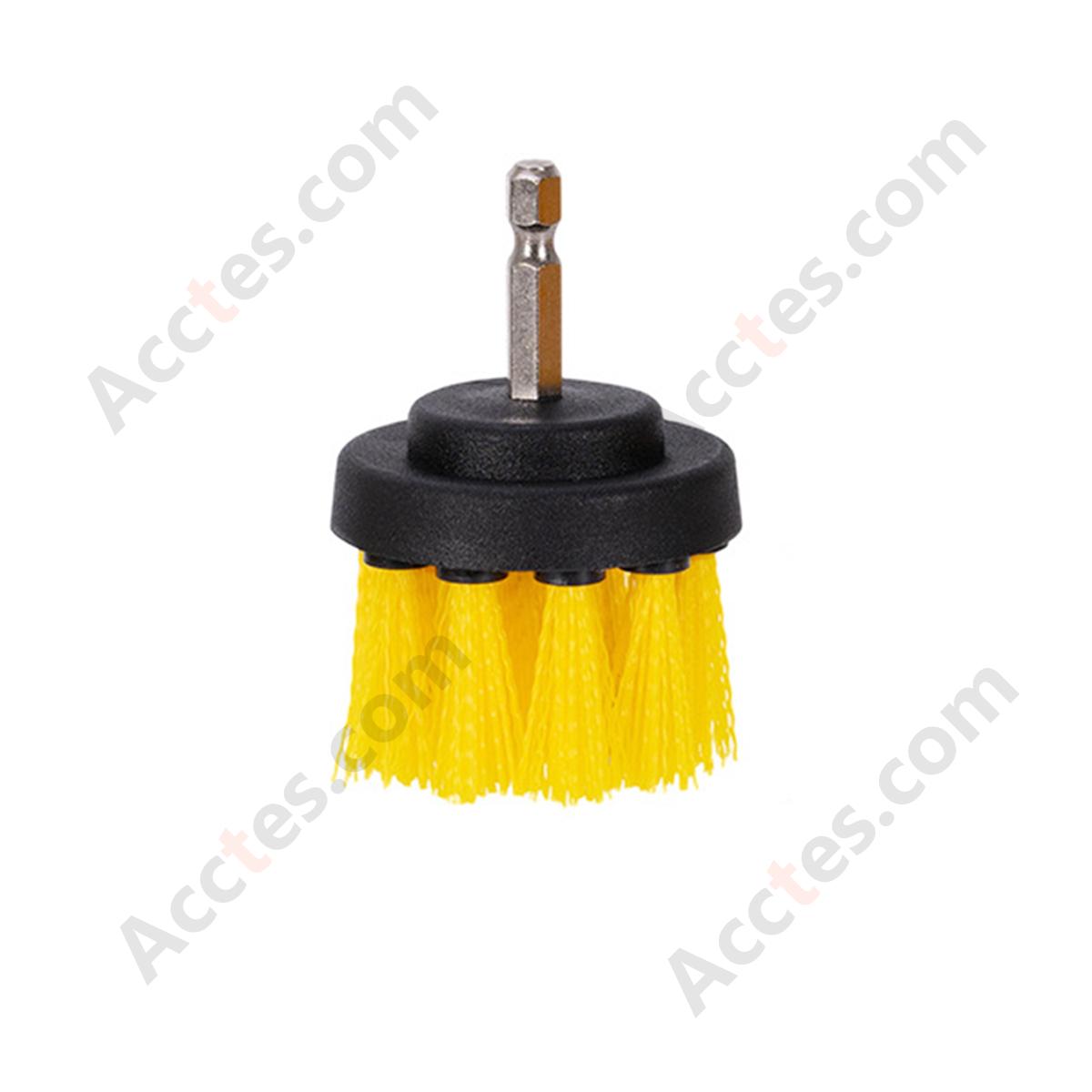 Yellow 2 Inch Flexible Flat Brush Attachment For Power Drill Car Interior Exterior Cleaning