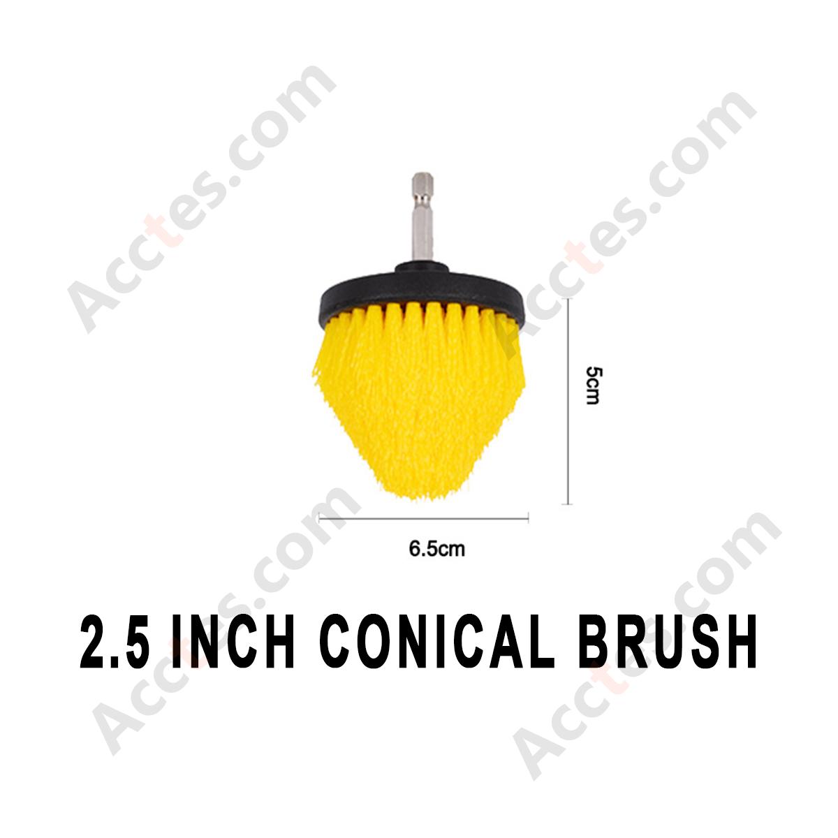 Yellow 2.5 Inch Tapered Cleaning Brush Attachment For Power Drill Auto Detailing
