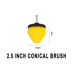 Yellow 2.5 Inch Tapered Cleaning Brush Attachment For Power Drill Auto Detailing