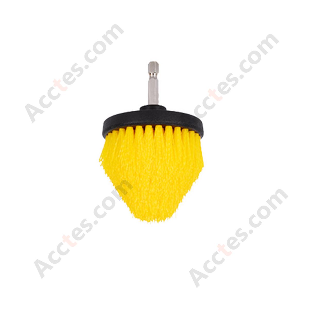 Yellow 2.5 Inch Tapered Cleaning Brush Attachment For Power Drill Auto Detailing