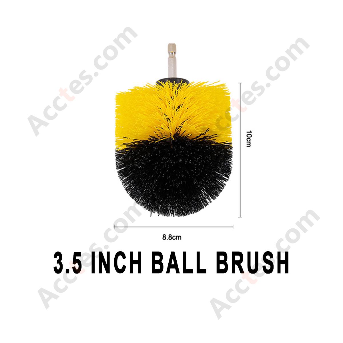 Yellow 3.5 Inch Ball‑Shaped Cleaning Brush Attachment For Power Drill Car Detailing