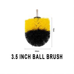 Yellow 3.5 Inch Ball‑Shaped Cleaning Brush Attachment For Power Drill Car Detailing