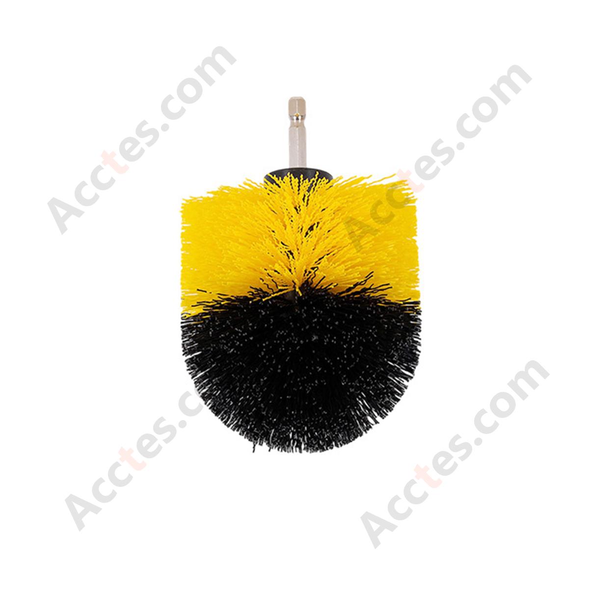Yellow 3.5 Inch Ball‑Shaped Cleaning Brush Attachment For Power Drill Car Detailing