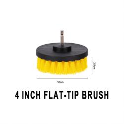 Yellow 4 Inch Flat Cleaning Brush Attachment For Power Drill Large Area Car Detailing