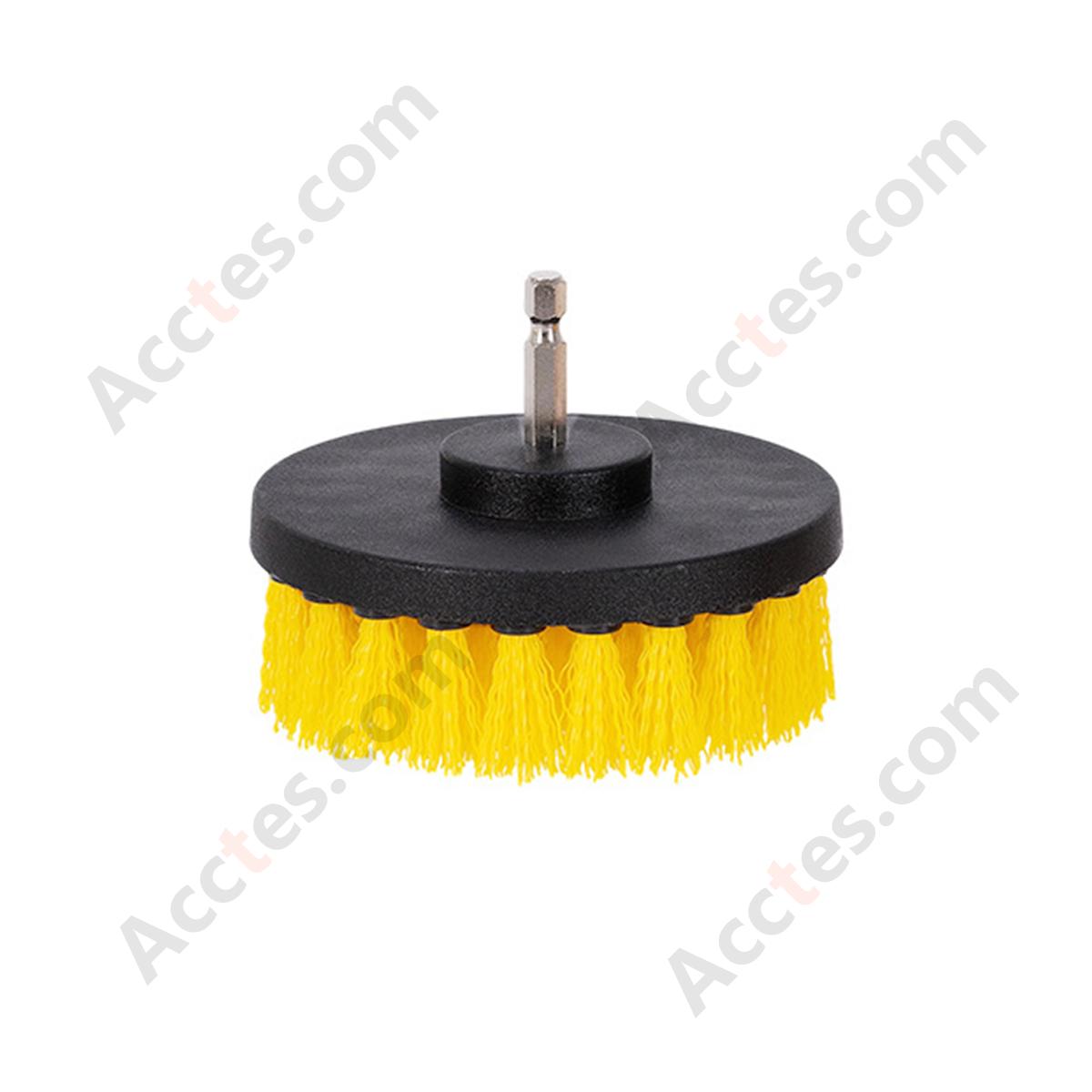 Yellow 4 Inch Flat Cleaning Brush Attachment For Power Drill Large Area Car Detailing