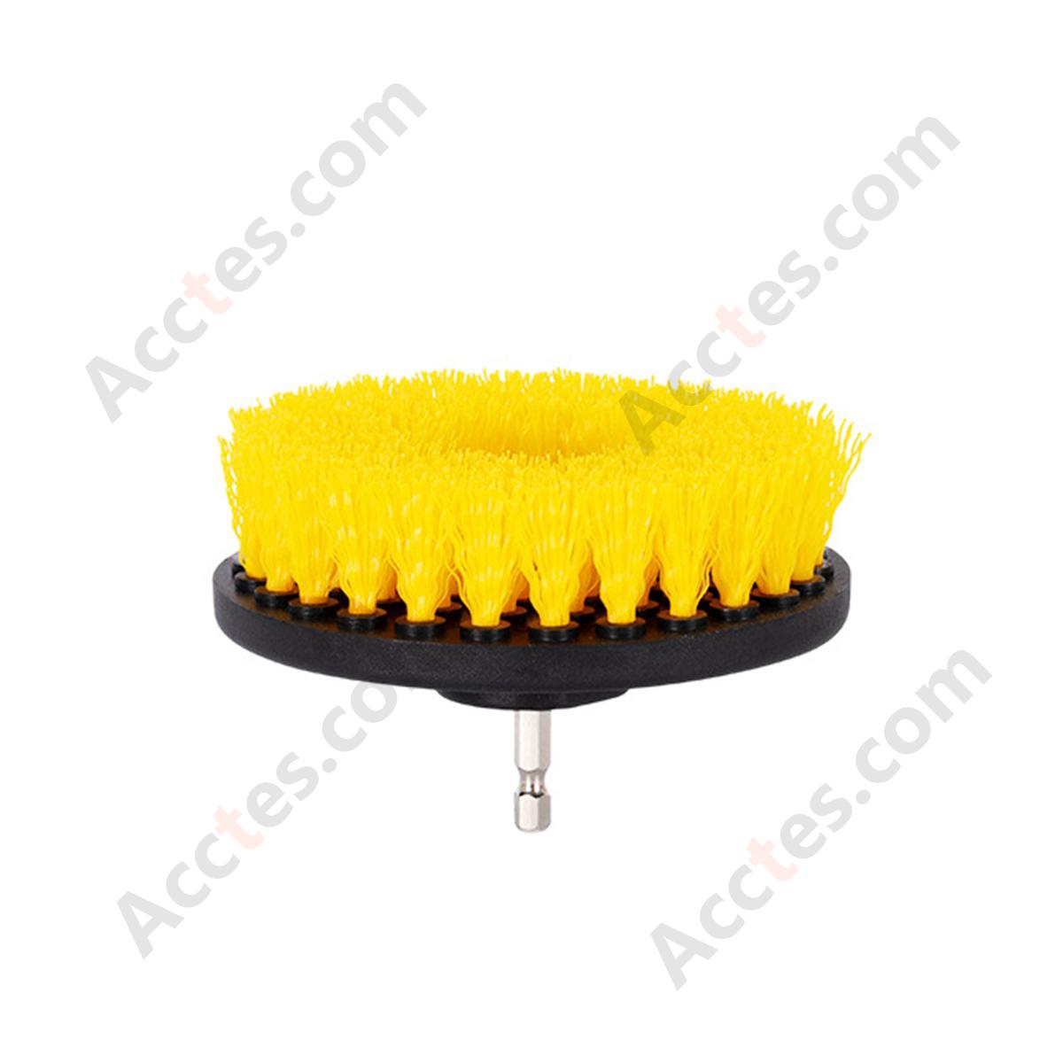 Yellow 5 Inch Hollow Cleaning Brush Attachment For Power Drill Wheel Rim Auto Detailing