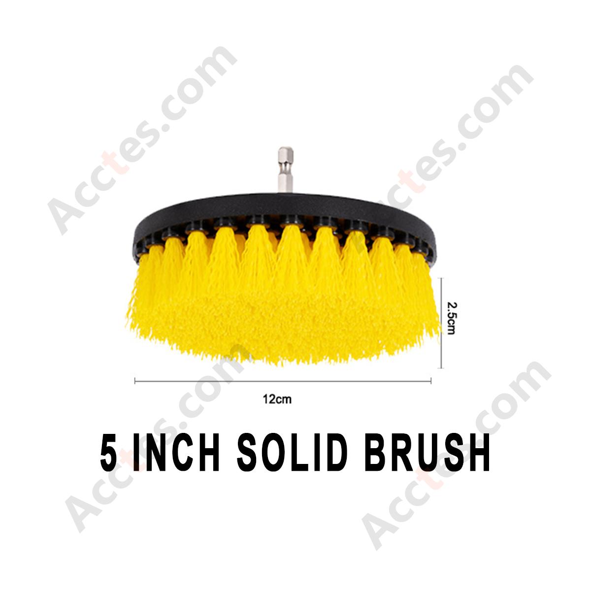Yellow 5 Inch Solid Cleaning Brush Attachment For Power Drill Auto Wheel Rim Detailing