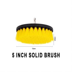 Yellow 5 Inch Solid Cleaning Brush Attachment For Power Drill Auto Wheel Rim Detailing