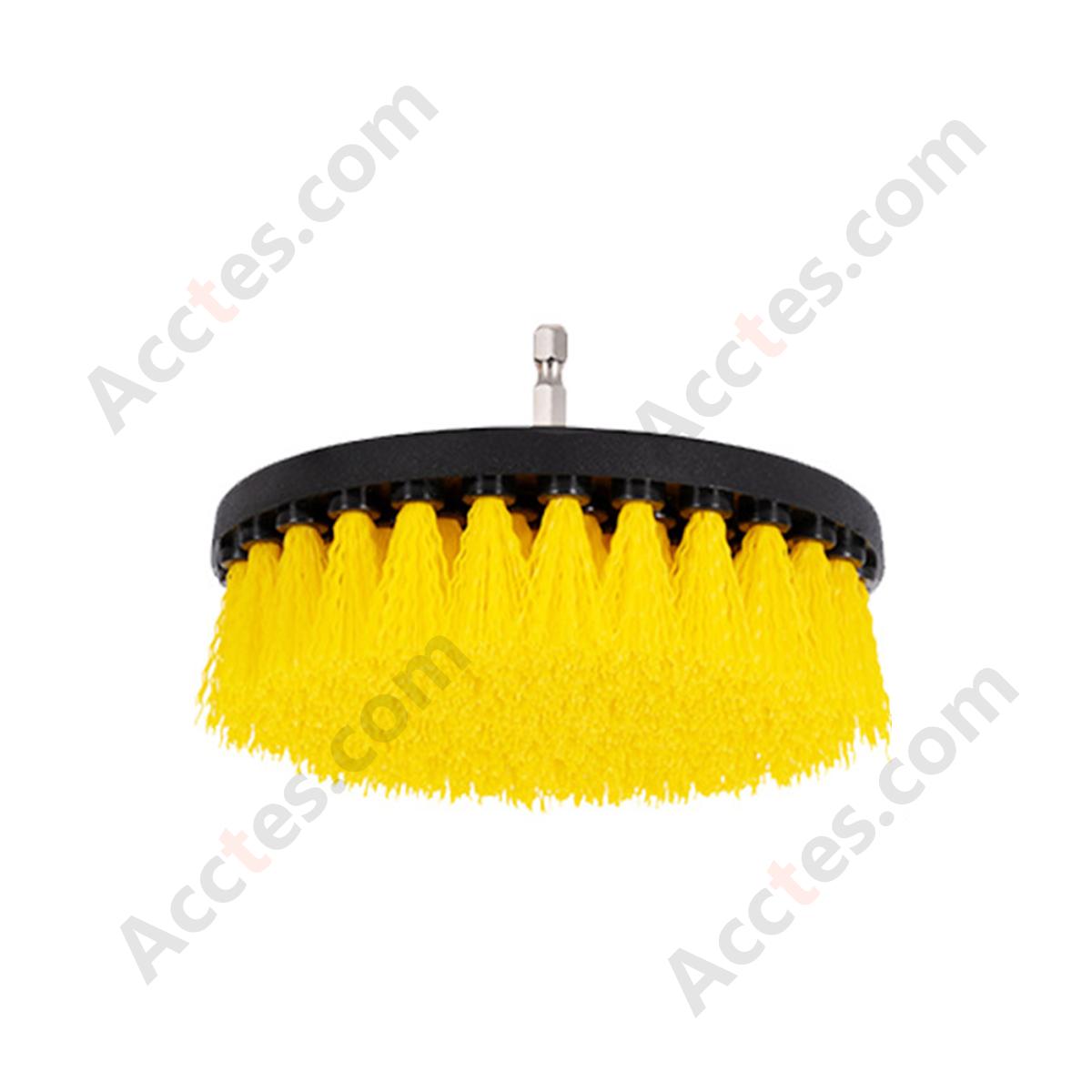 Yellow 5 Inch Solid Cleaning Brush Attachment For Power Drill Auto Wheel Rim Detailing