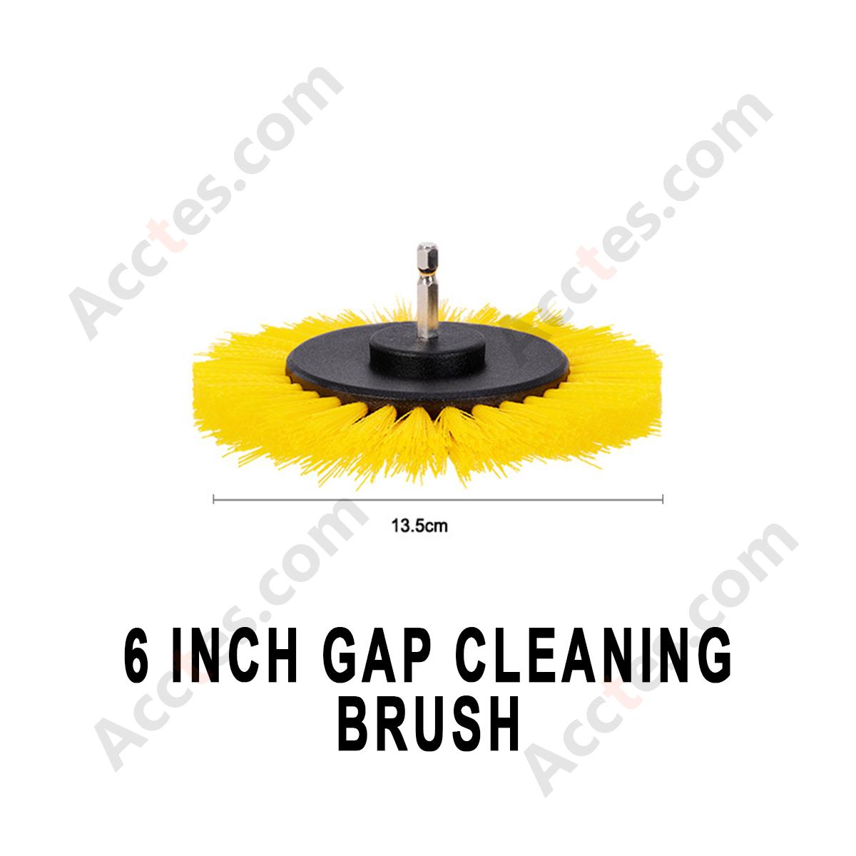 Yellow 6 Inch Gap Crevice Cleaning Brush Attachment For Power Drill Auto Interior Detailing