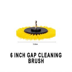 Yellow 6 Inch Gap Crevice Cleaning Brush Attachment For Power Drill Auto Interior Detailing