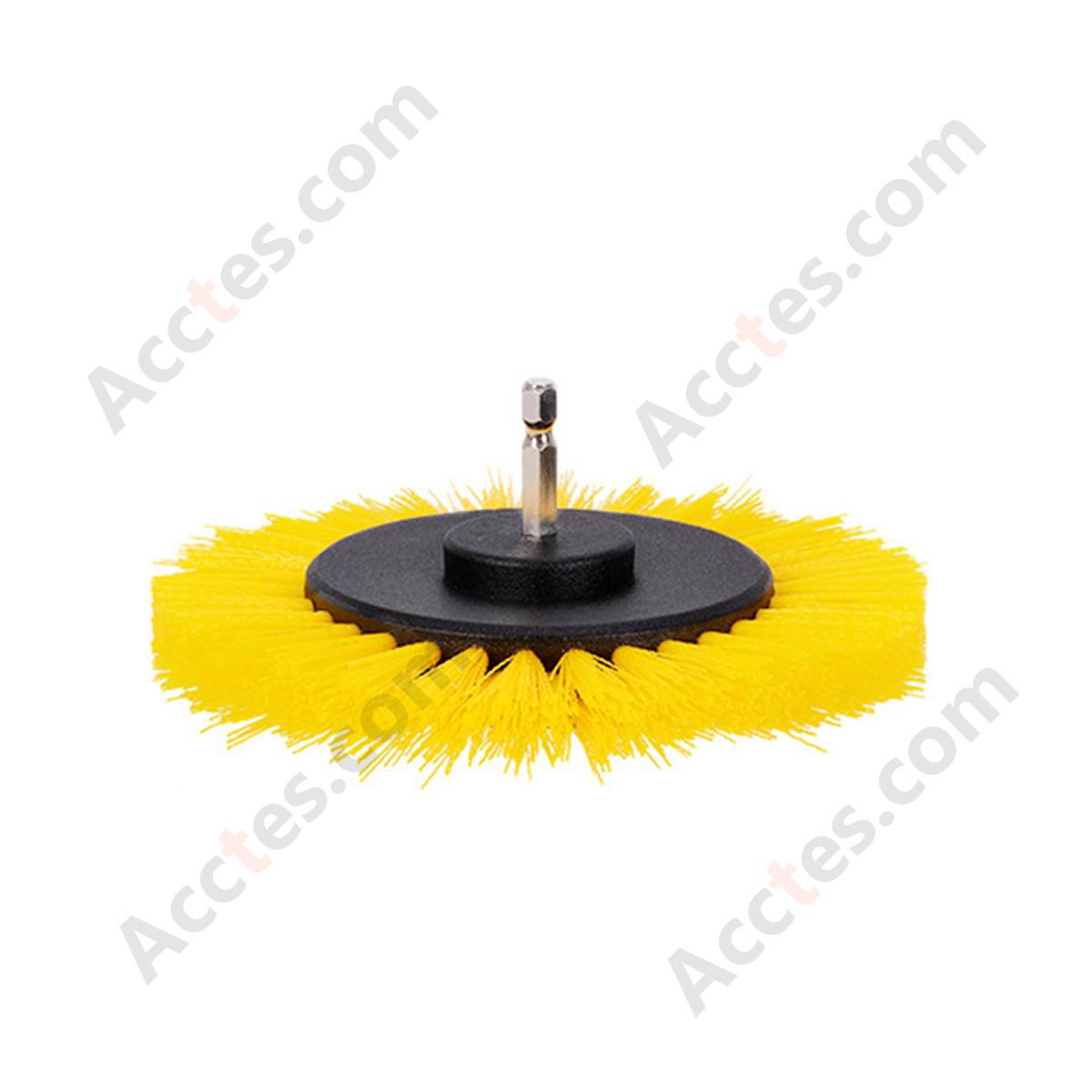 Yellow 6 Inch Gap Crevice Cleaning Brush Attachment For Power Drill Auto Interior Detailing