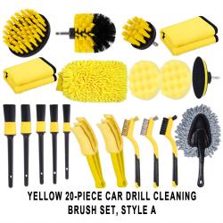 20Pcs Type A Yellow Power Drill Brush Attachment Full Kit For Auto Detailing Multi‑Scene Use