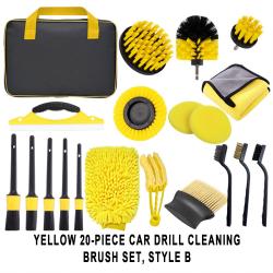 20Pcs Type B Yellow Power Drill Brush Attachment Full Kit For Auto Detailing Washing
