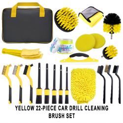 22Pcs Yellow Drill‑Mounted Cleaning Brush Complete Kit For Professional Auto Detailing